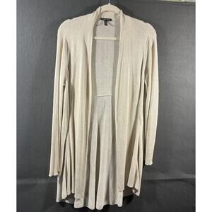 eileen fisher women linen cardigan medium beige neutral minimalist coastal beach